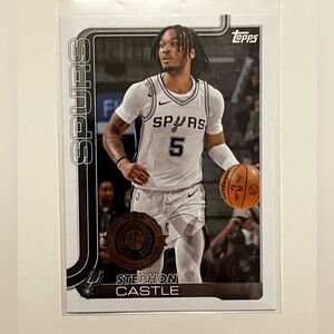 Topps White and Black Stephon Castle San Antonio Spurs Card